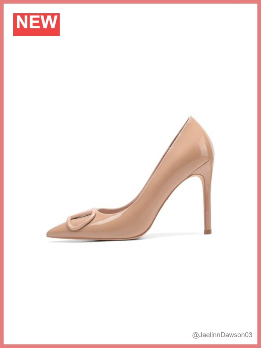 Patent Leather High Heel Pumps Pointed Toe Studded Buckle Slip On Dress Shoes
